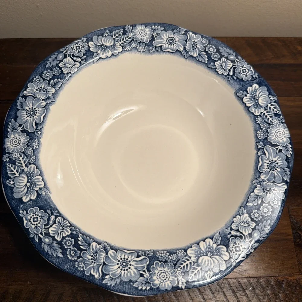Liberty Blue Staffordshire China Serving Vegetable Bowl Lid Boston Tea Party